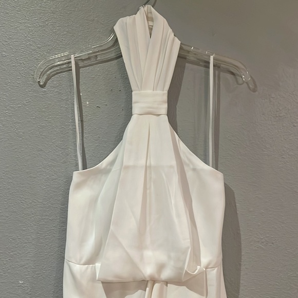Shona joy x Revolve Knotted Neckline Tulip Hem Draped Dress Gown Ivory NWT - Picture 12 of 14
